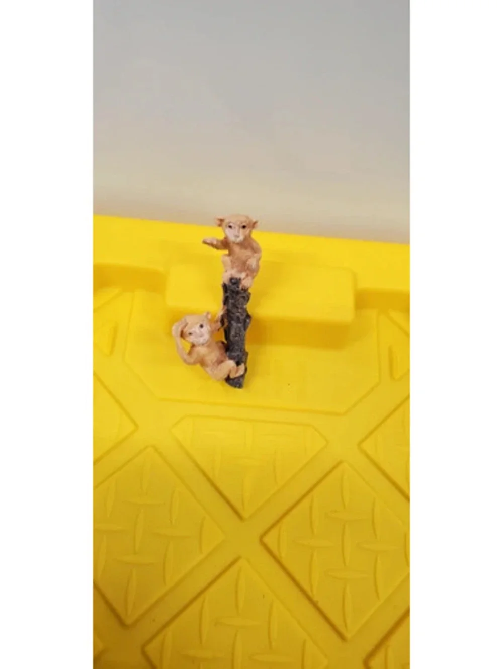 Vintage Figurine Two Monkeys on Tree Branch Log Miniature Collectible Decor